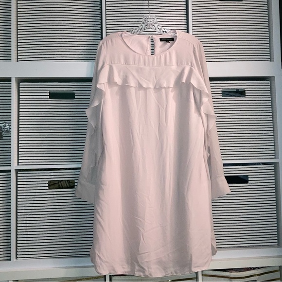 Banana Republic Women’s Ruffle-Front Dress |Pink | Romantic | Size 10 - Picture 4 of 15